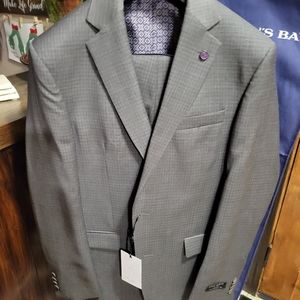 NWT Ted Baker 40R light grey w purple 100% wool suit.